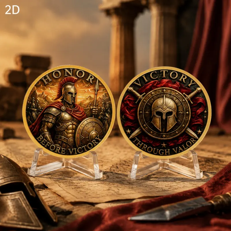 Vintage Collectible Coins - Moeda Comemorativa 2D de Guerreiro Espártano