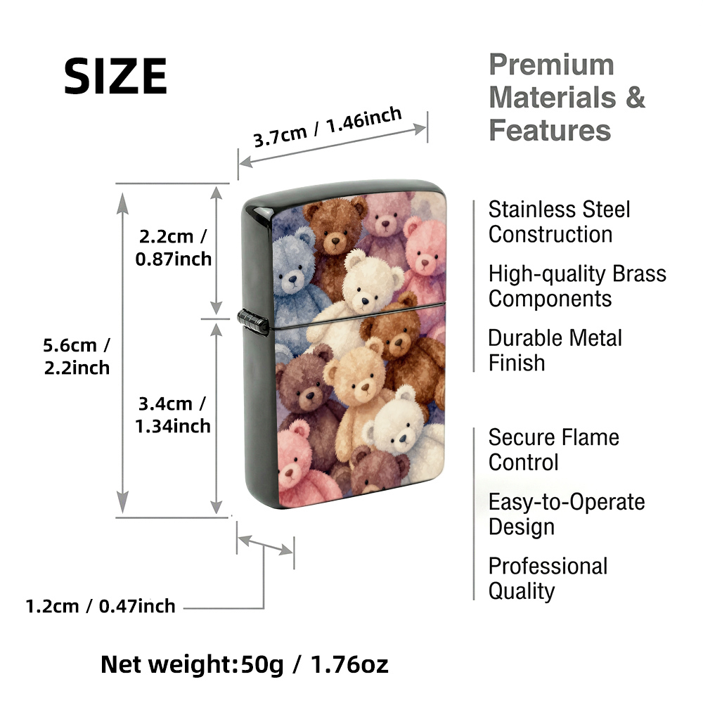 Isqueiro Flip Top com Padrão d - Vintage Collectible Bears avaliação e preço